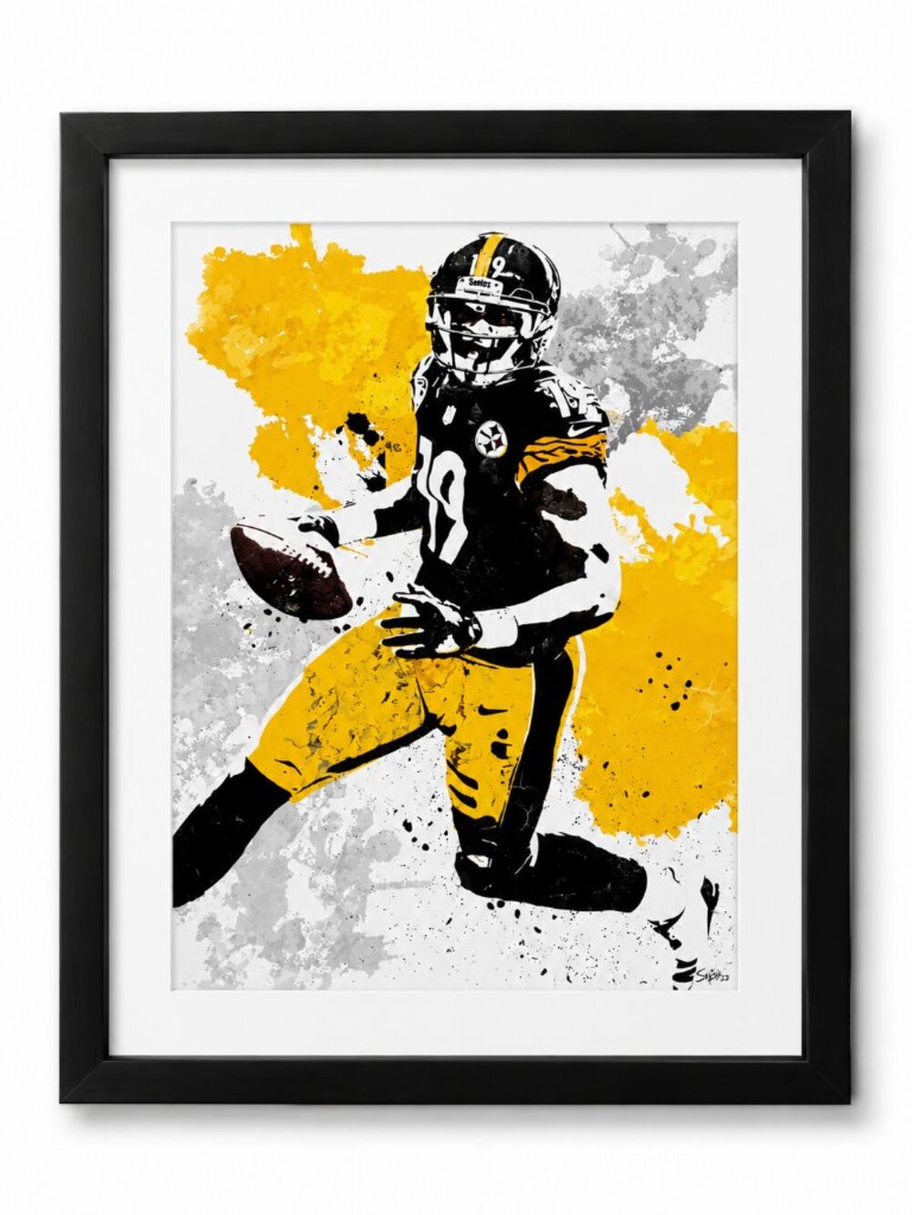 Pittsburgh Steelers Player Splatter Art Framed Print - NFL Wall Decor
